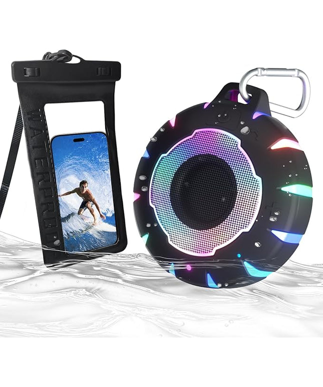 HEYSONG Bluetooth Shower Speaker + Waterproof Phone Pouch – Rugged & Ready for Any Wet Adventure