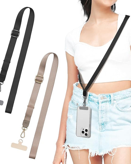 EKAX-Adjustable Anti-Theft Phone Lanyard Crossbody and Neck Strap with 2 Tether Tabs, Hands-Free Strap for Wallet, Keys,