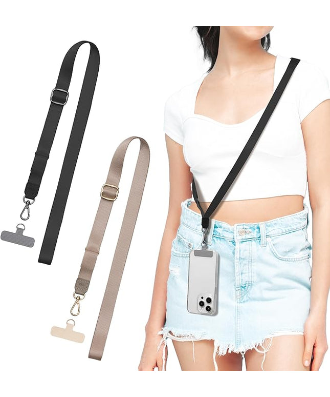 EKAX-Adjustable Anti-Theft Phone Lanyard Crossbody and Neck Strap with 2 Tether Tabs, Hands-Free Strap for Wallet, Keys,
