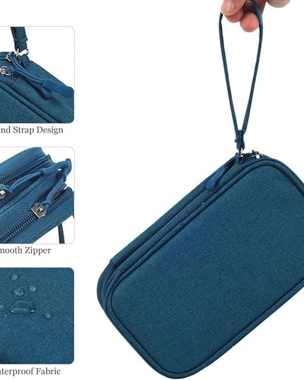 Electronic Organizer Travel Cable Accessories Bag, Waterproof Electronic Organizer Case, Accessories Organizer Bag for Power Bank, Charging Cords, Chargers, USB Cable, Earphones (Dark Green)