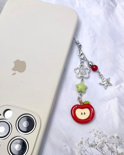 2PCS Cute Phone Charms Aesthetic Y2k Pink Guitar Strawberry Star Phone Straps Key Chains for Keys Bags Camera