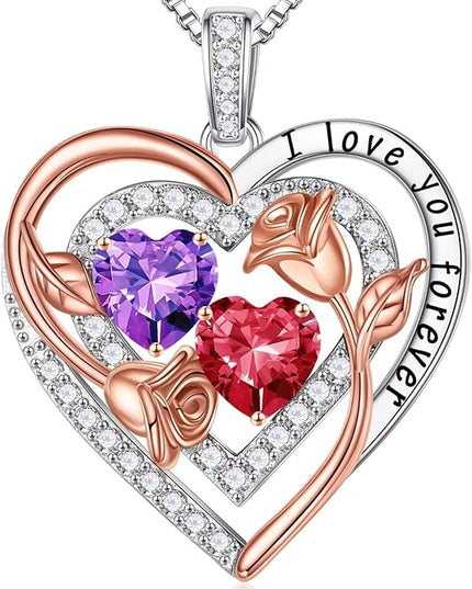 Iefil Christmas Gifts for Women - Sterling Silver Birthstone Necklace Anniversary Birthday Gifts for Her Wife Mom Daughter