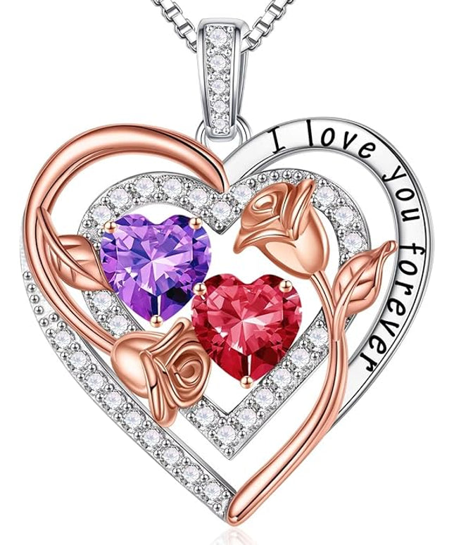 Iefil Christmas Gifts for Women - Sterling Silver Birthstone Necklace Anniversary Birthday Gifts for Her Wife Mom Daughter