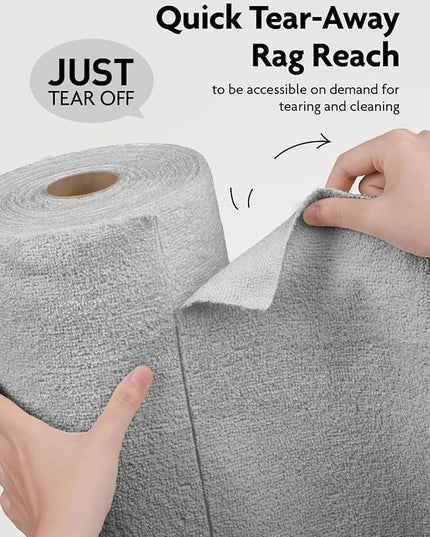 Fantasticlean Microfiber Cleaning Cloth Roll -90 Pack, Tear Away Microfiber Towels, 12" x 12", Reusable, Washable, Lint Free, Ultra Absorbent Dishcloth for All-Around Cleaning Supplies (Grey)