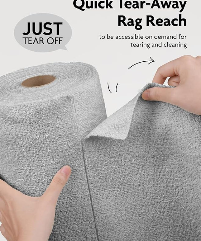 Fantasticlean Microfiber Cleaning Cloth Roll -90 Pack, Tear Away Microfiber Towels, 12" x 12", Reusable, Washable, Lint Free, Ultra Absorbent Dishcloth for All-Around Cleaning Supplies (Grey)