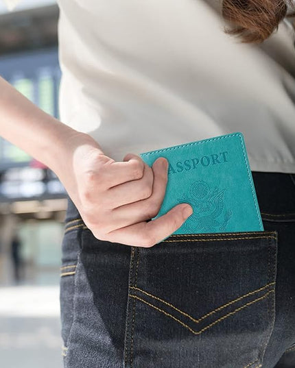 TIGARI Passport Holder for Travel Women Men, Valentines Day Gifts PU Leather Wallet Cover Case Sleeve, Waterproof Protected Document Organizer, Vacation Plane Cruise Travel Essentials