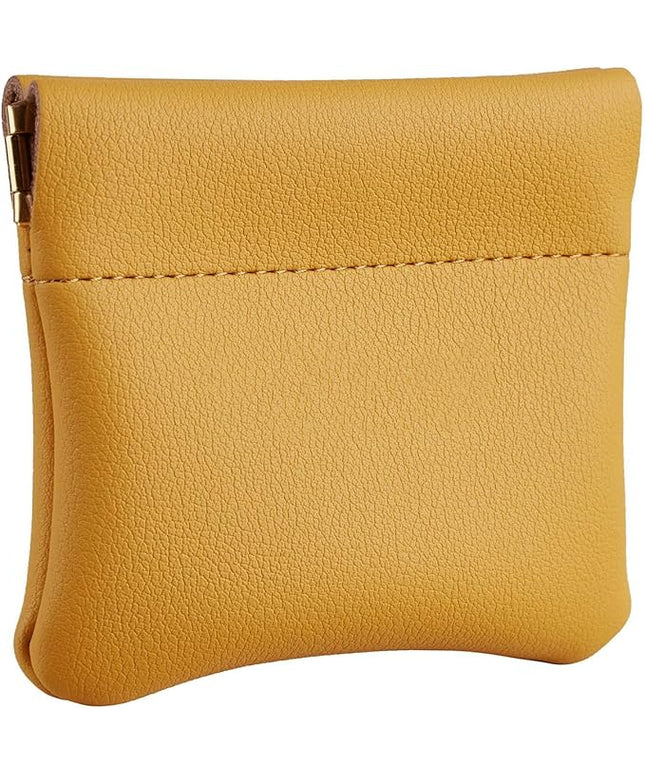 ZYLOXAR Squeeze Coin Purse Genuine Leather Wallet Compact Change Holder Travel Pouch for Women Gift Box (Yellow)