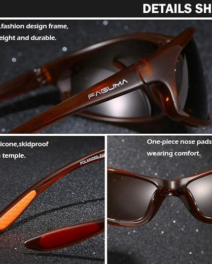 FAGUMA Polarized Sports Sunglasses For Men Cycling Driving Fishing UV400 Protection