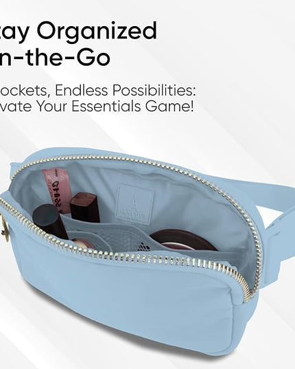 DANCOUR Blue Fanny Pack for Women – Stylish Crossbody Belt Bag, Everywhere Waist Bag, Trendy Bum Bag, Fashion Crossbody Fanny Pack, Blue Belt Bag Dupe, Lightweight Travel