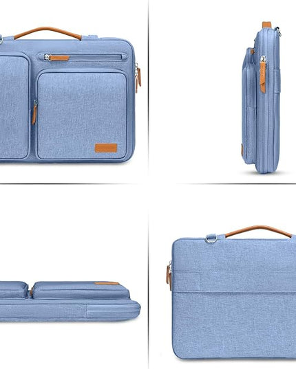 MOSISO 360 Protective Laptop Shoulder Bag,15-15.6 inch Computer Bags Compatible with MacBook Pro 16 inch, HP, Dell, Lenovo, Asus Notebook,Side Open Messenger Bag with 4 Zipper Pockets, Sky Blue