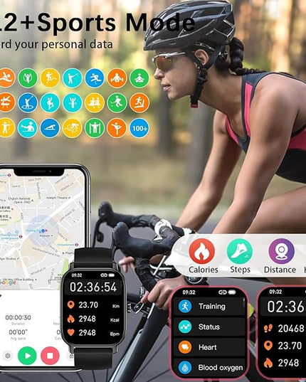 Smart Watch for Women Men Fitness: Waterproof Make Answer Call Digital Mens Watches Running Pedometer Smartwatch for Android Phone iPhone Samsung Compatible Heart Rate Monitor SpO2 Step Tracker