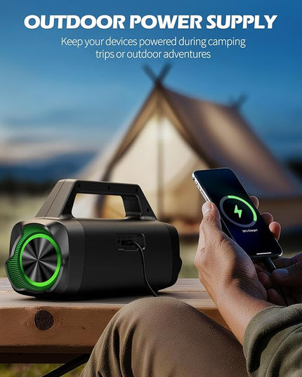 Speakers Bluetooth Wireless, 80W Peak Loud Outdoor Speaker with Bass, 20H Playtime, IPX6 Waterproof, TWS，BT5.3, Portable for Camping Hiking Boating Pool Beach(Black)