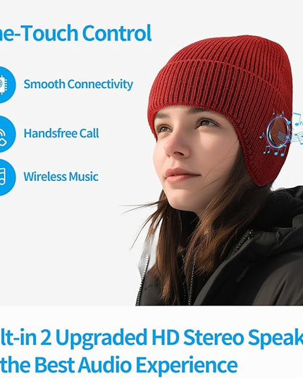 Bluetooth Beanie for Men Women, HD Stereo Sound Beanie with Headphones, Unique Tech Gifts for Men Husband Him Teen