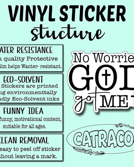 (3Pcs) No Worries God Got Me Sticker Christian Inspirational Decals Decorate Books Laptop Phone Water Bottles Kindles Tumbler Waterproof Vinyl Stickers 2,4 x 3 Inch