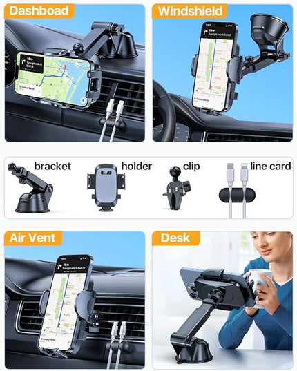 【98+LBS Strongest Suction & Military-Grade】Ultimate Car Phone Mount【Patent & Safety Certs】 Cell Phone Holder Truck Stand for Dashboard Windshield Vent for iPhone 17 Pro Max 16 15 Samsung (Dark Blue)