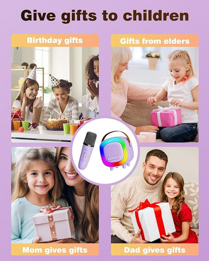 Mini Karaoke Machine Speaker for Kids Adults, Portable Bluetooth with 1 Wireless Microphones, Children's Day Birthday Gift Ideas for Toys for Teens Boys and Girls Aged 4, 5, 6, 7, 8, 9, 10, 11, 12+