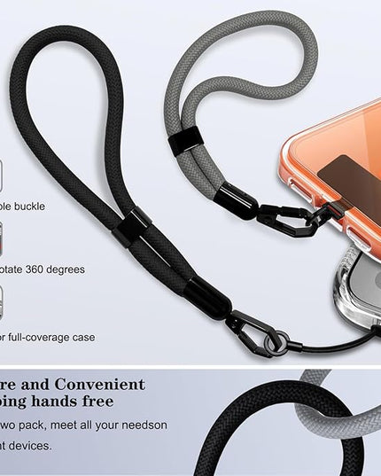 Phone Lanyard, 2 Pack Adjustable Cell Phone Lanyard Hand Phone Wrist Strap with Tether Tabs for Smartphones