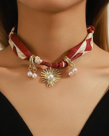 HETICA Scarf Necklace for Women Silk Western Charm Necklaces Fashion Accessory Jewelry Gift