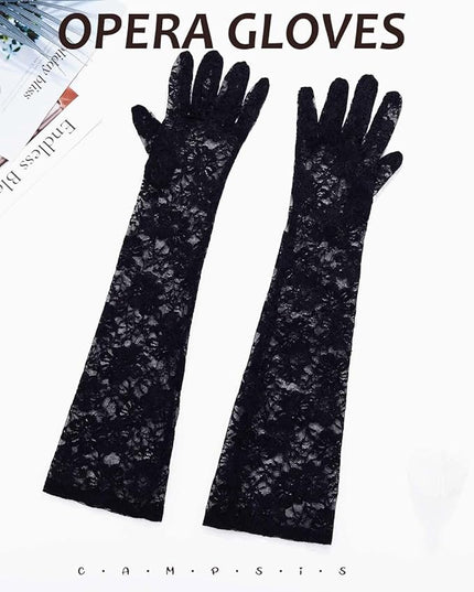 Campsis Floral Lace Gloves Long Lace Gloves