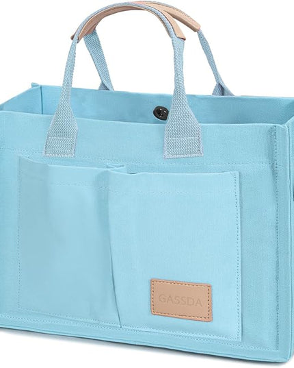 Canvas Tote Bag for Women Crossbody Work Purse with Pockets Top Handle Handbag Satchel Bags for Travel Nurse Teacher