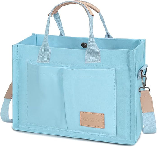Canvas Tote Bag for Women Crossbody Work Purse with Pockets Top Handle Handbag Satchel Bags for Travel Nurse Teacher