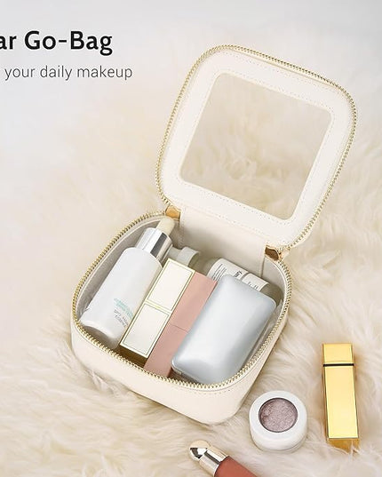 Aveniee Clear Makeup Bag Set (2-Piece Mini & Midi) - Travel Toiletry Organizer for Women, Waterproof Cosmetic Pouch & Car Accessory for Travel Size Toiletries, White