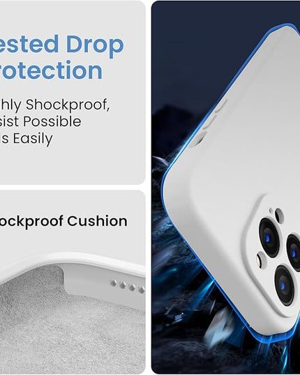 FireNova Designed for iPhone 13 Pro Max Case, Silicone [Camera Protection] Phone Case with [2 Screen Protectors], Soft Anti-Scratch Microfiber Lining Inside, 6.7 inch, White