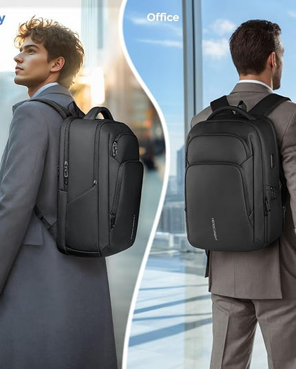 17.3 Inch Laptop Backpack for Travel Work Office College, 30L Water Resistant Casual Daypack, Lightweight Computer Backpack for Men Women, Business Laptop Bag with USB Charging Port - Black