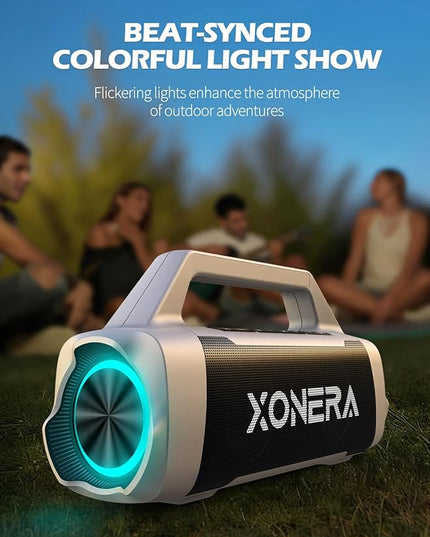 Speakers Bluetooth Wireless, 80W Peak Loud Outdoor Speaker with Bass, 20H Playtime, IPX6 Waterproof, TWS, BT5.3, Portable for Camping Hiking Boating Pool Beach, Desert Yellow