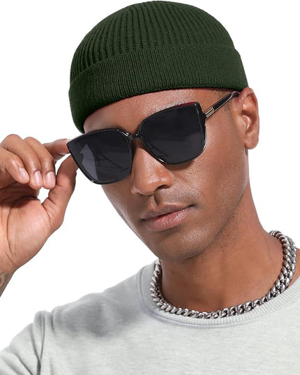 Short Fisherman Beanie for Men Women, Wool Knit Cuff Warm Winter Hats, Trawler Beanie Watch Caps Soft Skullcap