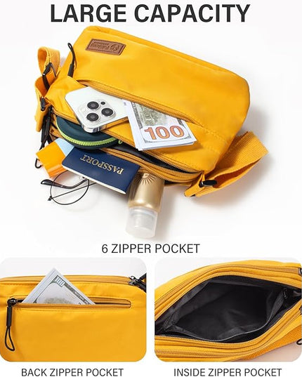 Crossbody Sling Bag Canvas Purse Small Shoulder Handbag 5 Pocket Casual Travel Messenger Hobo Bag Phone Satchel Backpack
