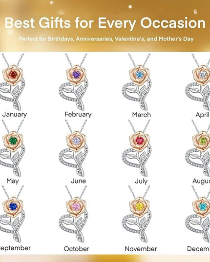 LAVALE Heart Birthstone Necklace for Women, Ideal Anniversary Birthday Gifts for Women Wife Girlfriend Her, Amazing Valentine's day Gift for Mom Women