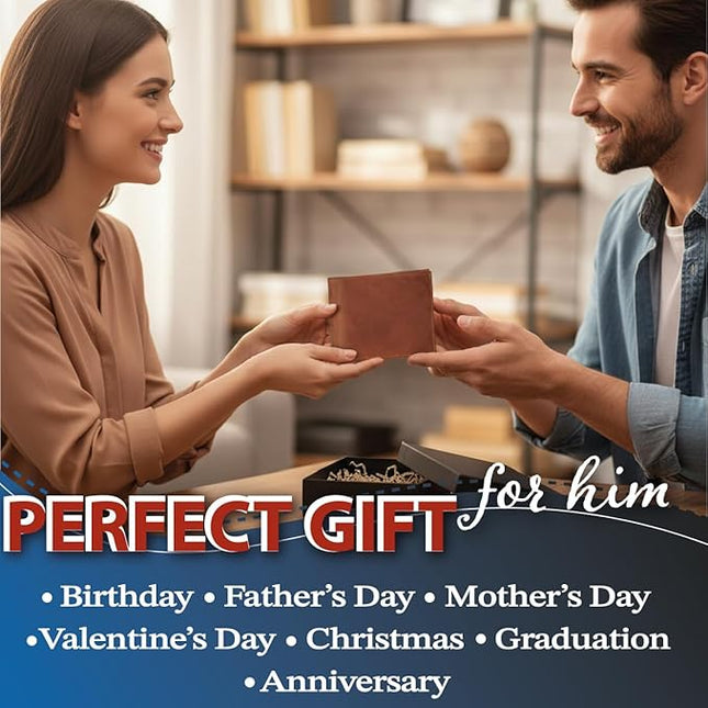 Custom Wallet for Men - Personalized Gift for Your Son, Dad, Lover, Valentine, Birthday, Father's Day, Grandfather, Anniversary, Christmas - Premium Wallet with Names Engraved in Stylish Fonts