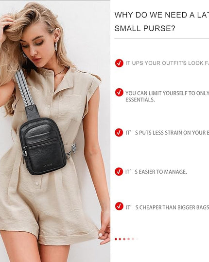 Sling Bag For Women Faux Leather Small Casual Daypack Backpack Fanny Pack Crossbody Chest Bags Purse