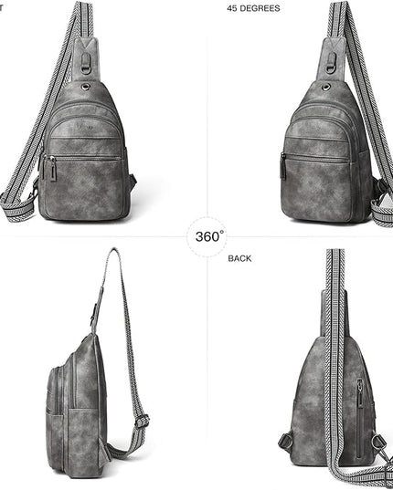 Sling Bag For Women Faux Leather Small Casual Daypack Backpack Fanny Pack Crossbody Chest Bags Purse