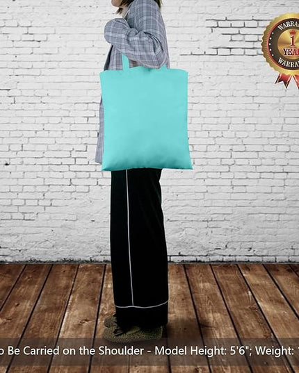 TOPDesign 12-Pack Economical 16"x15" Aqua Blue Cotton Tote Bags, Lightweight Medium Reusable Grocery Shopping Cloth Bags, Suitable for DIY, Advertising, Promotion, Gift, Activity