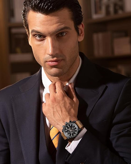 BY BENYAR Watch for Men Analog Quartz Chronograph Waterproof Luminous Designer Mens Wrist Watches Business Work Sport Casual Dress Watch with Silicone Strap Elegant Gifts for Men