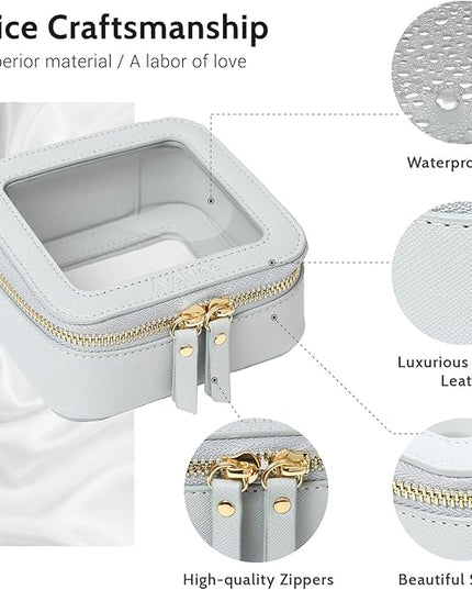 Aveniee Mini Clear Makeup Bag, Small Cosmetic Bags Travel Toiletry Pouch Organizer, TSA Approved Make up Case with Zipper, Car Bag for Essentials,Blue