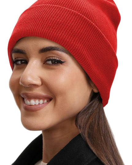 100% Cotton Beanie Hat- Unisex Ultra Soft Winter Warm Stretch Knit Cuffed Hats Fisherman Beanies Skull Cap
