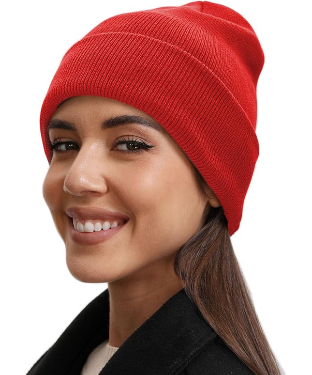 100% Cotton Beanie Hat- Unisex Ultra Soft Winter Warm Stretch Knit Cuffed Hats Fisherman Beanies Skull Cap