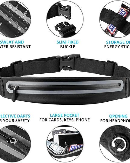 Running Belt Fanny Pack, Running Waist Pack for Women & Men USA Patented Hands-Free Reflective Runner Pouch Belt Fitness Workout Bag No-Bounce Adjustable Sport Travel Fanny Pack Cell