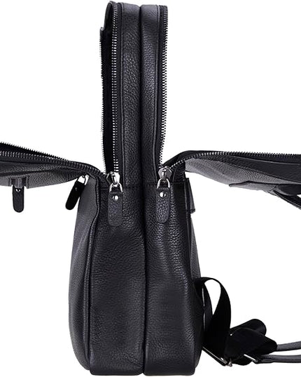 Osceola Genuine Leather Laptop Backpack for Men & Women, Handmade Leather Backpack Fits 16 Inch Laptop (Black)