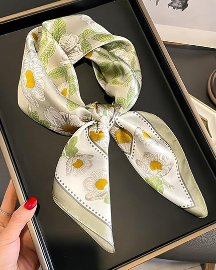 MINIDORA Satin Scarves for Women 27.5 × 27.5 inches Medium Square Elegant Silk Feeling Head Scarf