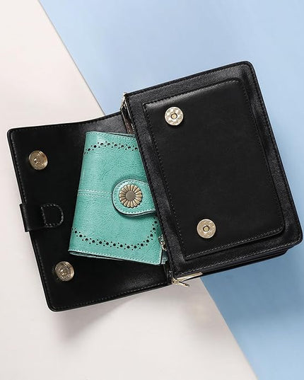 SENDEFN Small Womens Wallet Leather Bifold Card Holder RFID Blocking with Zipper Coin Pocket