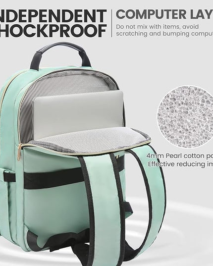 LOVEVOOK Laptop Backpack for Women 17.3 inch,Cute Womens Travel Backpack Purse,Professional Laptop Computer Bag,Waterproof Work Business College Teacher Bags Carry on Backpack with USB Port,Mint Green