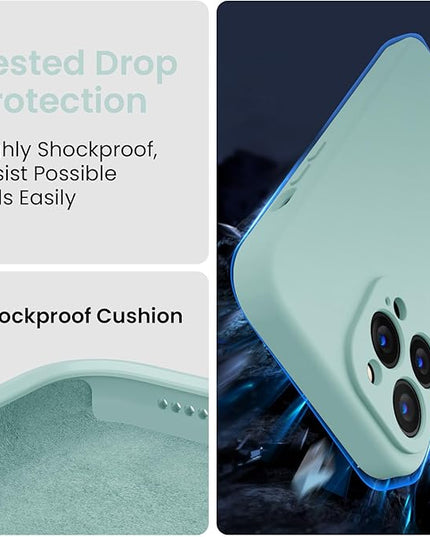 FireNova Designed for iPhone 14 Pro Max Case, Silicone Upgraded [Camera Protection] Case with [2 Screen Protectors], Soft Anti-Scratch Microfiber Lining Inside, 6.7 inch, Mint Green