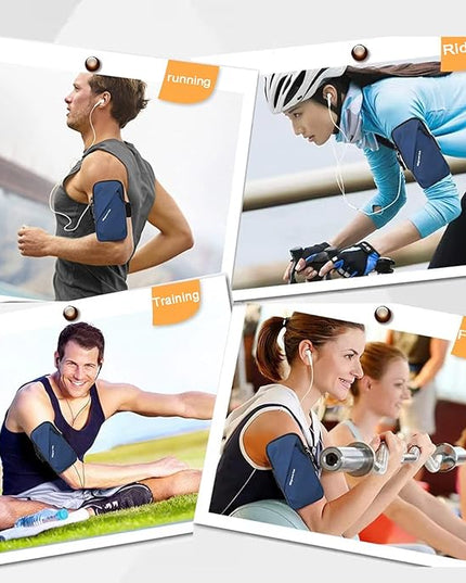 Phone Holder Armband, Small Crossbody Shoulder Holsters Bag with Arm Band, Fits iPhone and Android, Use for Running, Walking, Hiking & Biking (6.7 Inches, Blue)