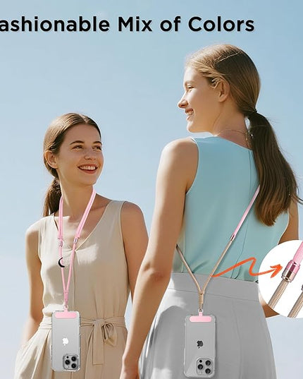 3-in-1 Cell Phone Lanyard 1 Pack + Wrist Strap 1 Pack - Convertible Crossbody Strap with Locking Knob Friendly, Adjustable Neck Lanyard for Gym/Work/Travel Essentials(Pink)
