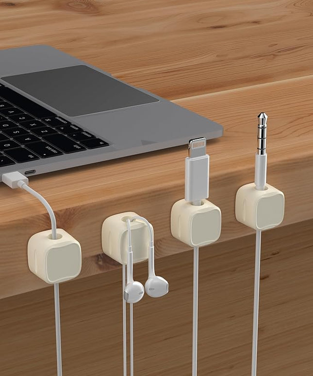 Magnetic Cable Clips, Adjustable Cord Holder Management, Adhesive Wire Keeper Organizer for Home Office Desk Phone PC Car Wall Desktop Nightstand Appliance (9-Pack Beige)