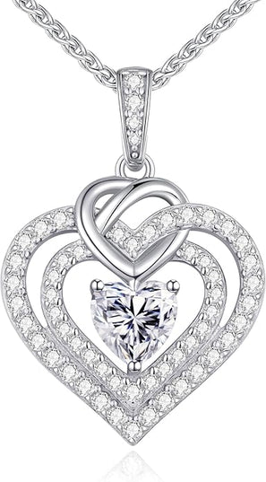 OOBEE Moissanite Heart Necklaces for Women, 1- 4 Carat Moissanite 925 Sterling Silver Gold Plating Fine Women Necklace，Ideal Anniversary Birthday Christmas Valentine Mothers Day Jewelry Gifts for Mom Wife Her Girlfriend